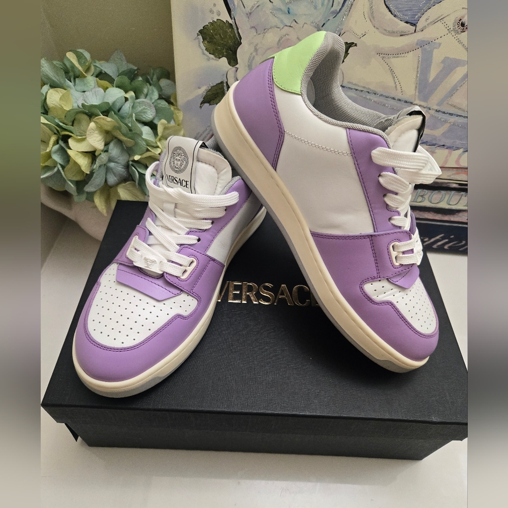 Versace Medusa Insignia Leather Sneakers W Box Women Size 9.5 Men 8 - Picture 11 of 15